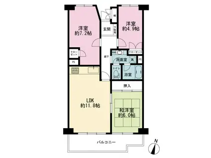 横浜パークタウンF棟(3LDK/3階)の間取り写真