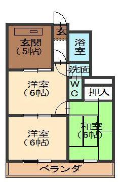 サンシャイン植田(3DK/4階)の間取り写真