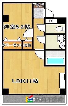 オリーヴァ日の出(1LDK/3階)の間取り写真