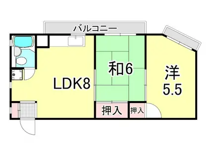 豊ビル(2LDK/4階)の間取り写真