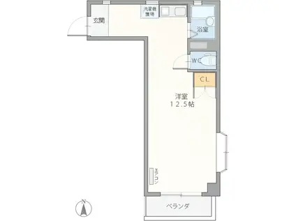 パセオ花月(ワンルーム/3階)の間取り写真
