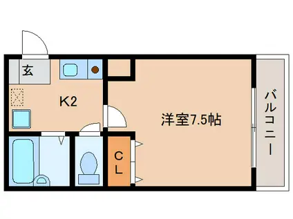 アトール東生駒(1K/1階)の間取り写真