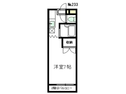 メープルヒルズ(ワンルーム/2階)の間取り写真