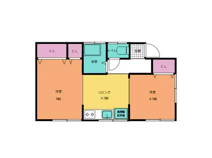 高橋荘2号棟(2DK/1階)の間取り写真