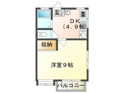 フローレス尾白江(1K/2階)の間取り写真