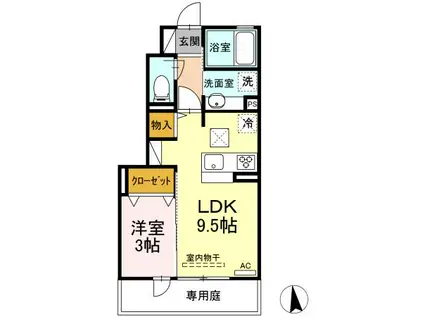 YUMERUII(1LDK/1階)の間取り写真