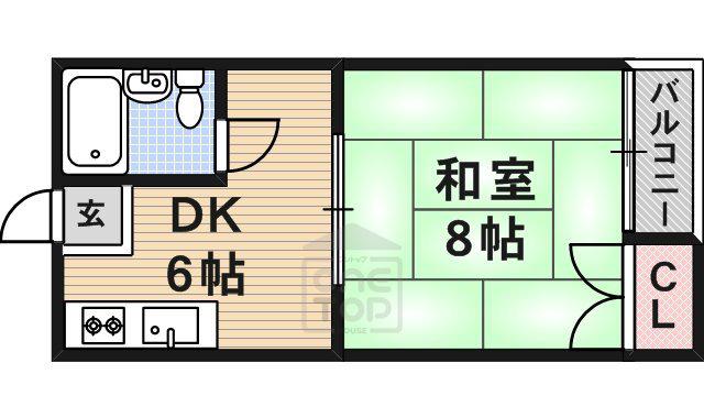 コーポオオガキ(1DK/1階)の間取り写真