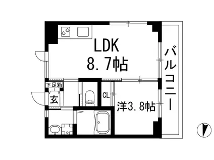 エンベロップ宝塚(1LDK/1階)の間取り写真