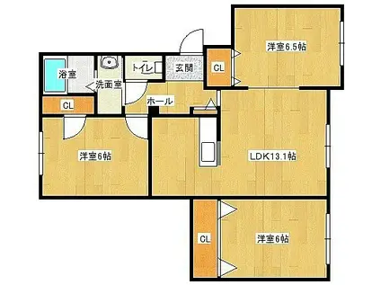 サニーハウス若草(3LDK/2階)の間取り写真