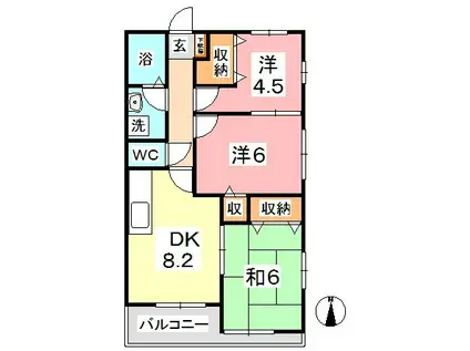 テラスハマA棟(3DK/2階)の間取り写真