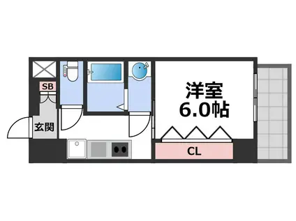 GLUCK MAISON S-SHINFUKAE 13(1K/2階)の間取り写真