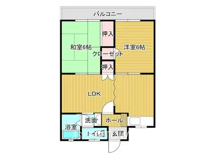 ハイムあけぼの(2LDK/3階)の間取り写真