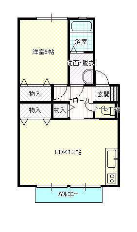 カーサ西岩田(1LDK/1階)の間取り写真