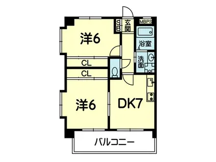EF弐番館(2DK/1階)の間取り写真