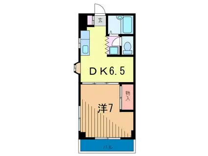 ハートフルミヤチ(1DK/2階)の間取り写真