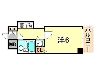 ホーユーコンフォルト新神戸(1K/2階)の間取り写真