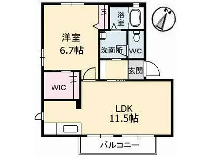 シャーメゾン K 壱番館(1LDK/1階)の間取り写真