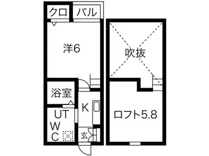 ディアコート石津川(1K/2階)の間取り写真