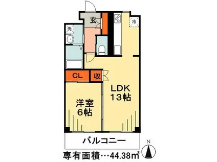 BROS本八幡(1LDK/4階)の間取り写真