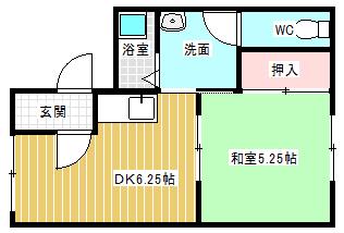 すずきハイツ(1DK/2階)の間取り写真