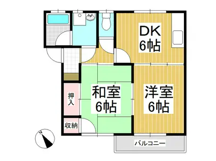 ハイツアクイール(2DK/1階)の間取り写真
