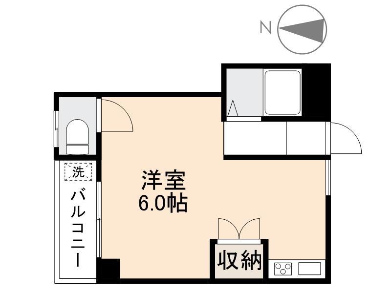 真鍋ハイツ北棟(ワンルーム/2階)の間取り写真