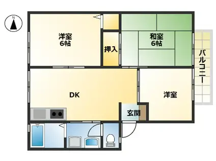 サンビレッヂ新和B棟(3DK/1階)の間取り写真