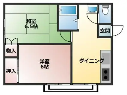 ワンダーミュー(2DK/2階)の間取り写真
