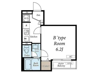 DS中目黒(1K/2階)の間取り写真