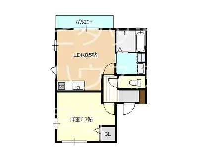 TOWN COURT(1LDK/2階)の間取り写真