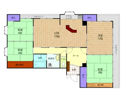 米田ビル(4LDK/3階)の間取り写真