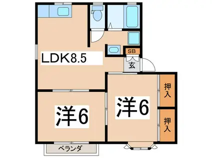 プライムメゾン3号館(2LDK/1階)の間取り写真