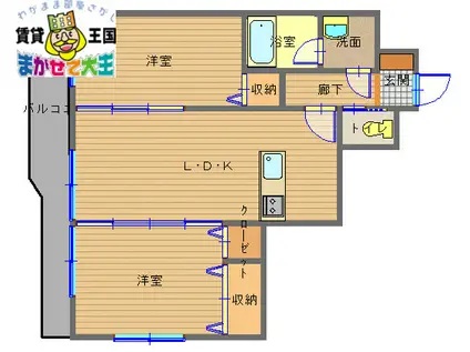 エススリーでじま(2LDK/9階)の間取り写真