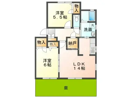 スクエアヴィレッジA(2LDK/1階)の間取り写真