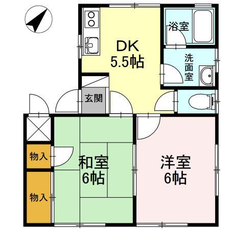 ミューズ瀬戸(2K/1階)の間取り写真
