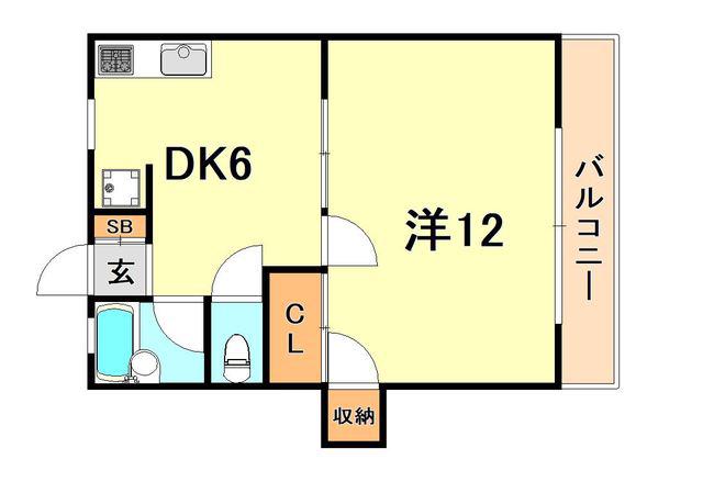 ミキハイム(1DK/4階)の間取り写真