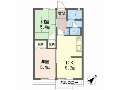 タウニィ日岡(2DK/2階)の間取り写真