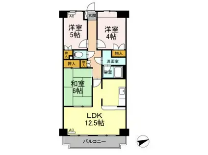 AMOURナメリ(3LDK/2階)の間取り写真