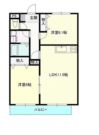 コンフォール清水(2LDK/1階)の間取り写真