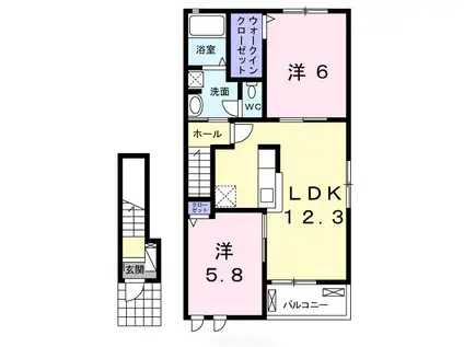 メゾンTK II(2LDK/2階)の間取り写真