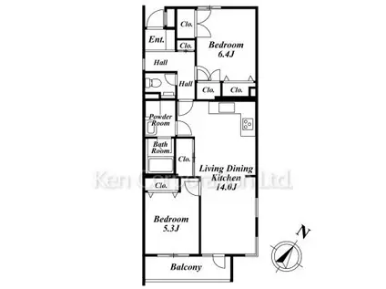 ルミエール目白(2LDK/1階)の間取り写真