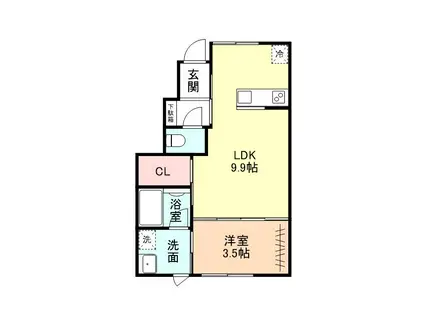 ＪＲ城端線 高岡駅 徒歩6分 2階建 築1年(1LDK/1階)の間取り写真