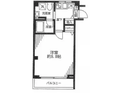 アボリアスハウス笹塚(1K/1階)の間取り写真