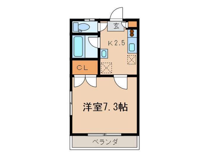 レジデンスUTSUKI(1K/2階)の間取り写真