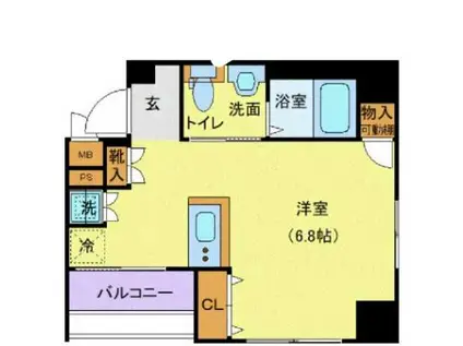 ガリシア日本橋水天宮II(ワンルーム/2階)の間取り写真