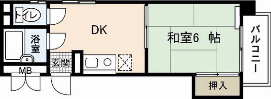 寺川ビル(1DK/5階)の間取り写真