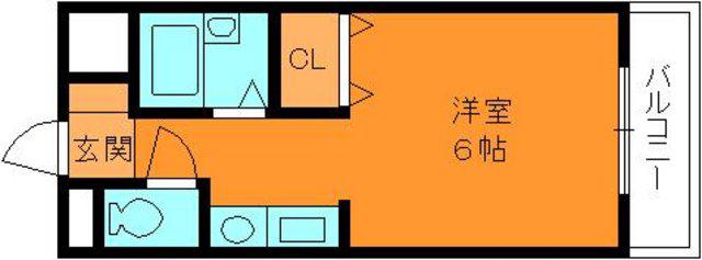 センチュリーアスカ5号棟(ワンルーム/1階)の間取り写真