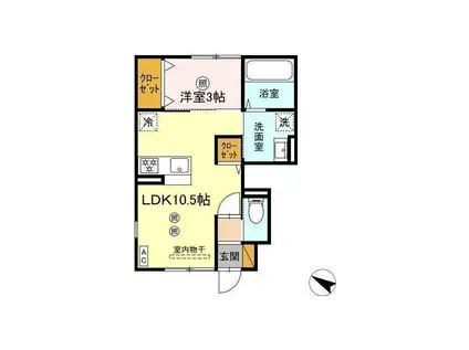 クレスト千波(1LDK/1階)の間取り写真