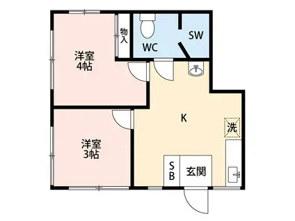 コーポサンタウン(2K/1階)の間取り写真