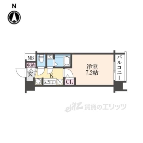 エステムコート京都二条(1K/6階)の間取り写真